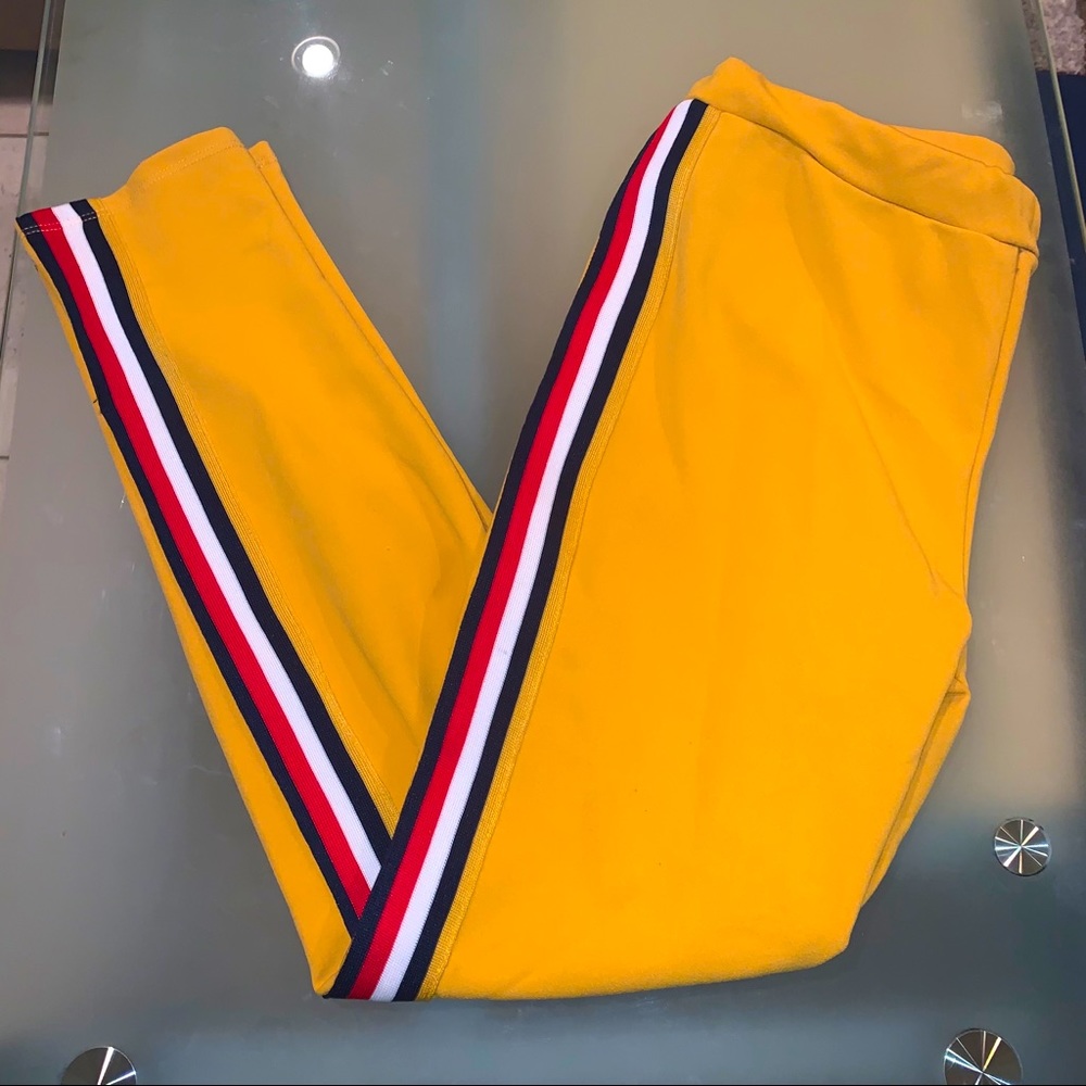 Yellow nylon apparel leggings